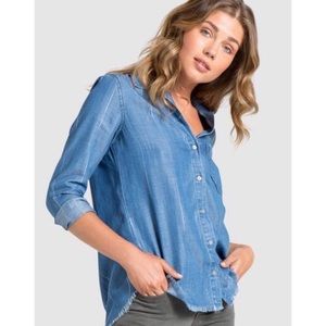 Pistola lightweight denim shirt frayed bottom